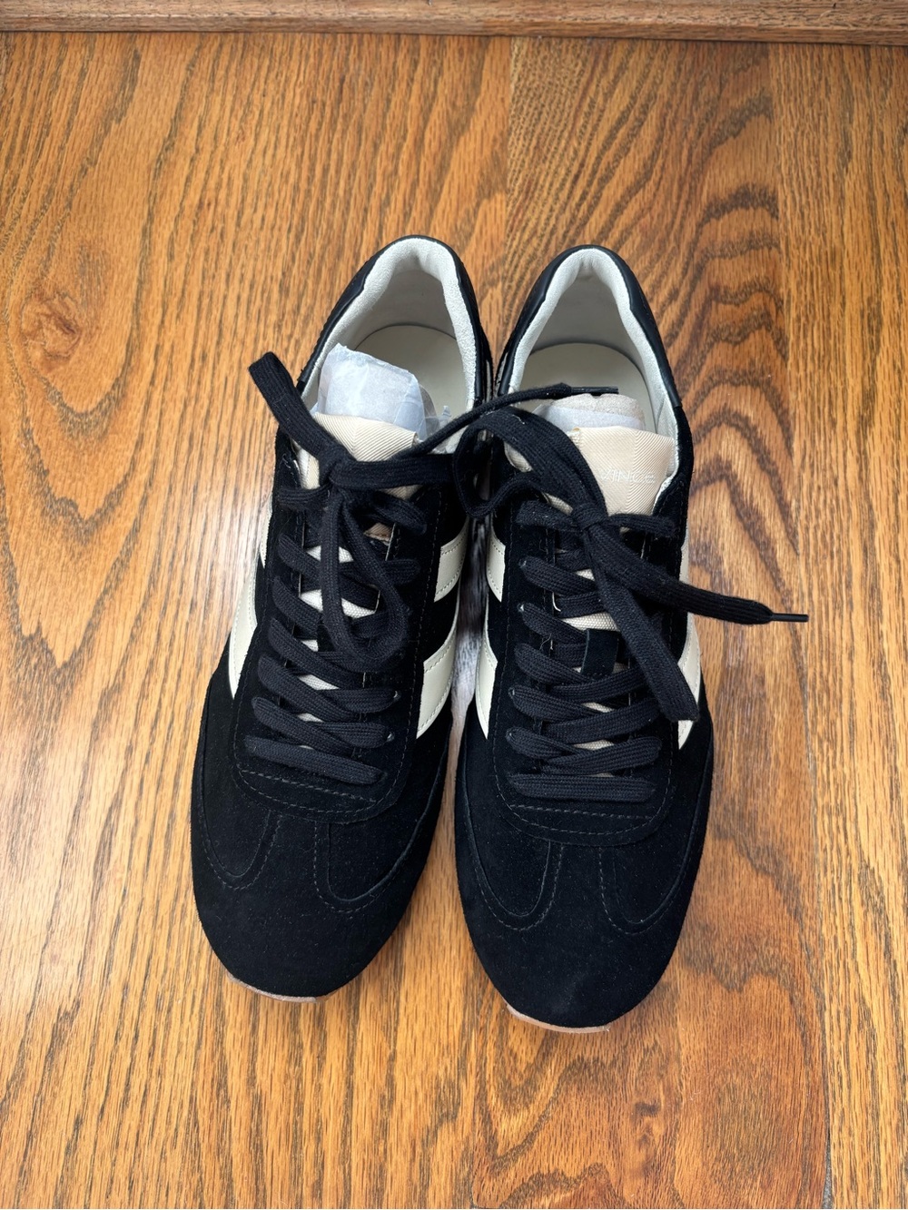Vince Black and White Suede Retro Runner Sneakers